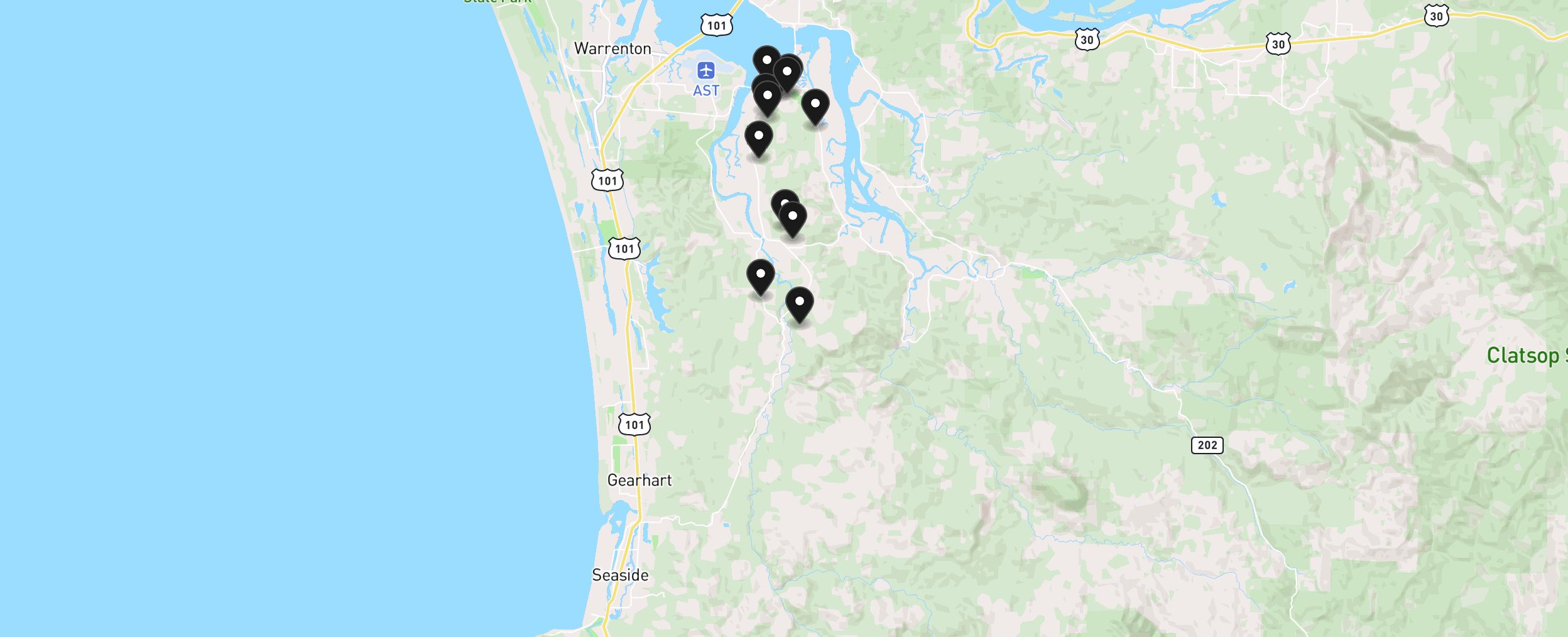 Map of Lewis and Clark with 12 homes for sale pinned