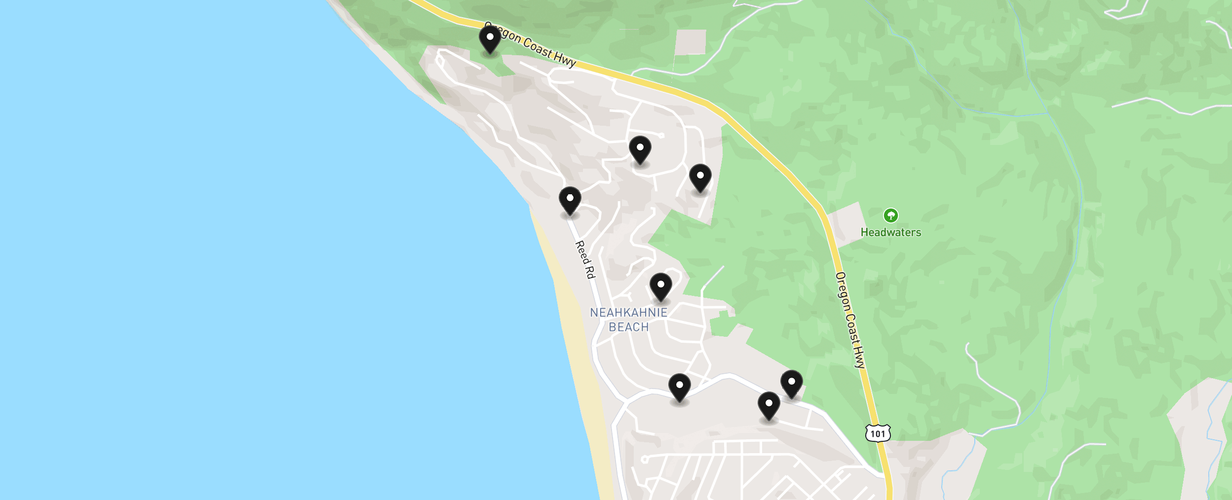 Map of Neahkahnie with 8 homes for sale pinned