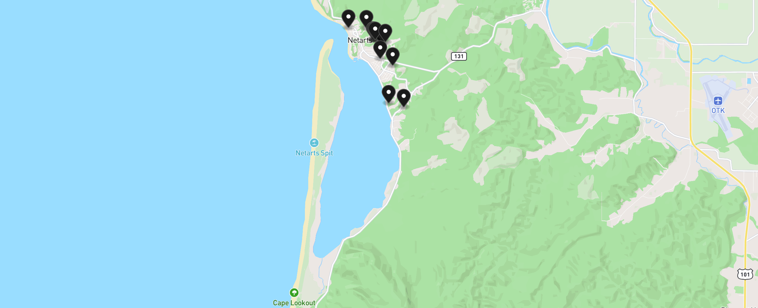 Map of Netarts with 12 homes for sale pinned