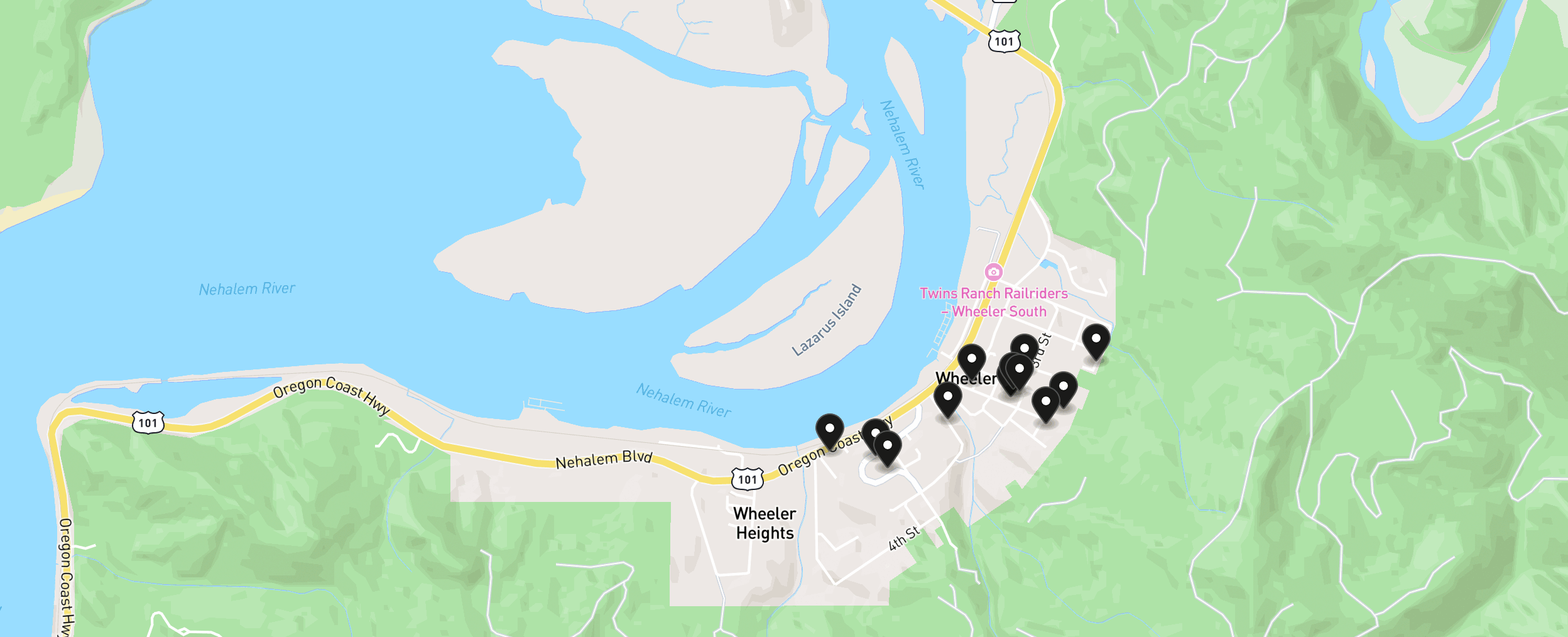 Map of Wheeler with 12 homes for sale pinned