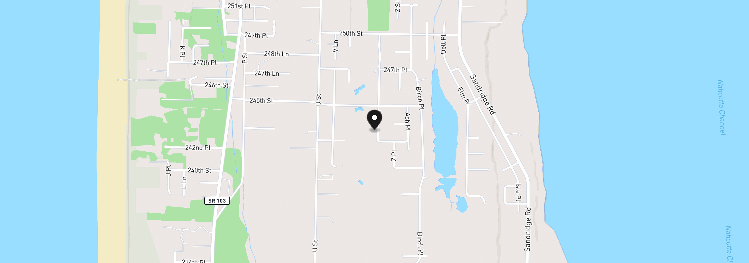 Map showing the location of 24215 Y Ln, Ocean Park, Wa 98640