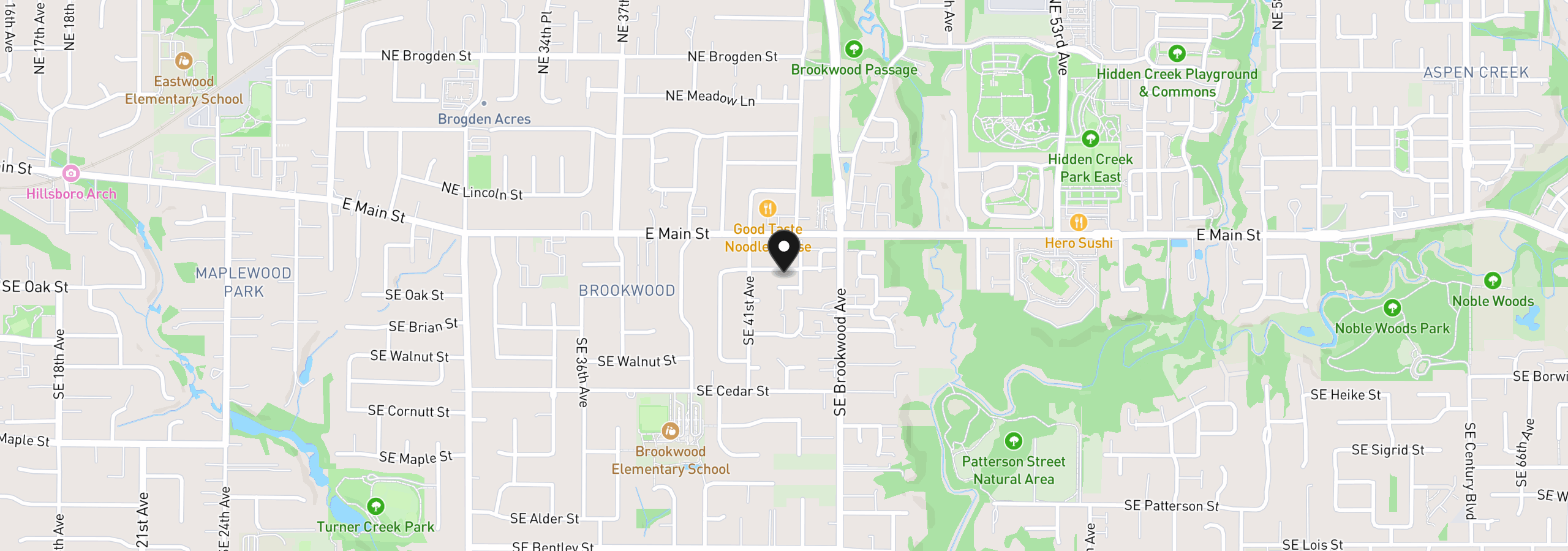 Map showing the location of 4220 SE Russell St, Hillsboro, OR 97123