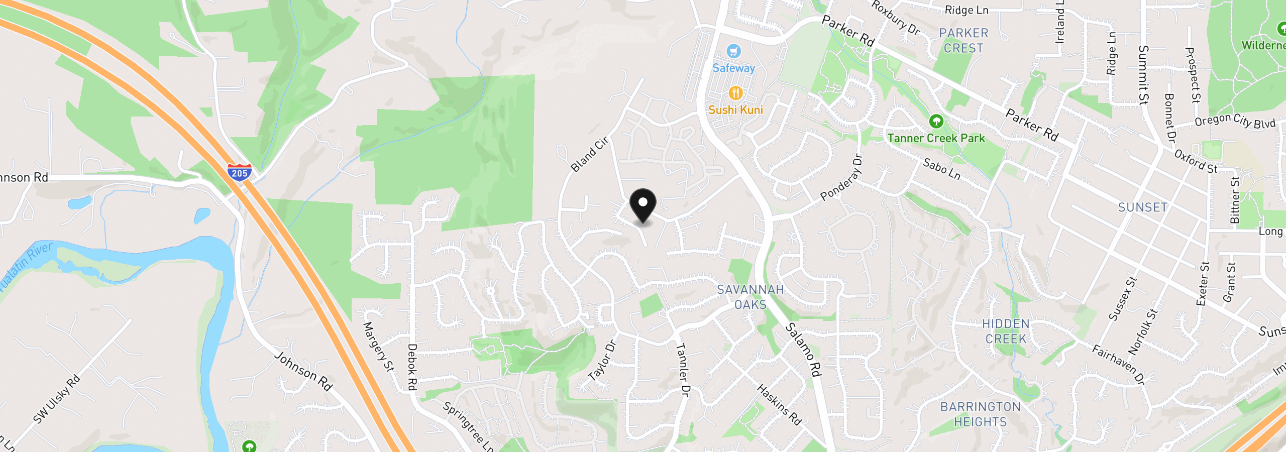 Map showing the location of 2236 Satter St, West Linn, OR 97068