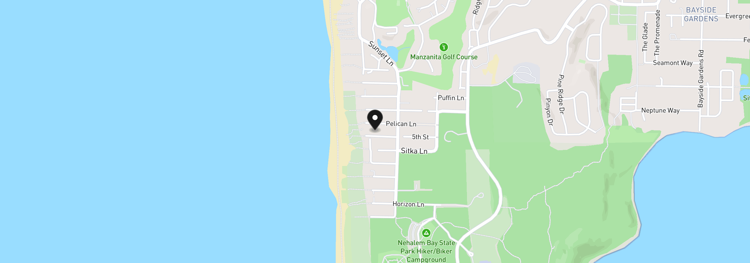 Map showing the location of 8864 Windward Ln, Manzanita, OR 97130