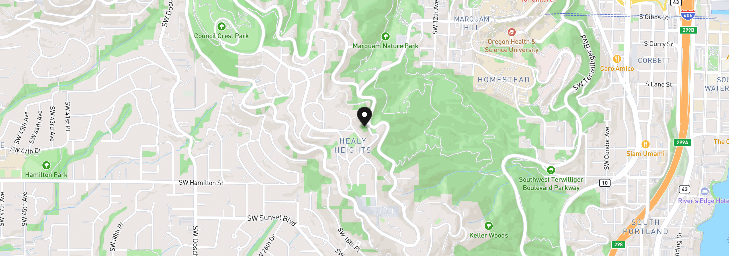 Map showing the location of 0 SW McDonnell, Portland, OR 97239