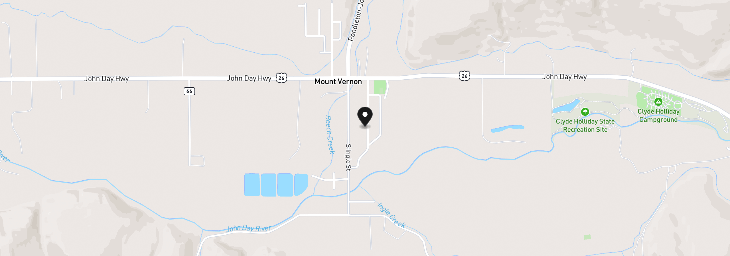 Map showing the location of 421 Cottonwood, Mount Vernon, OR 97865