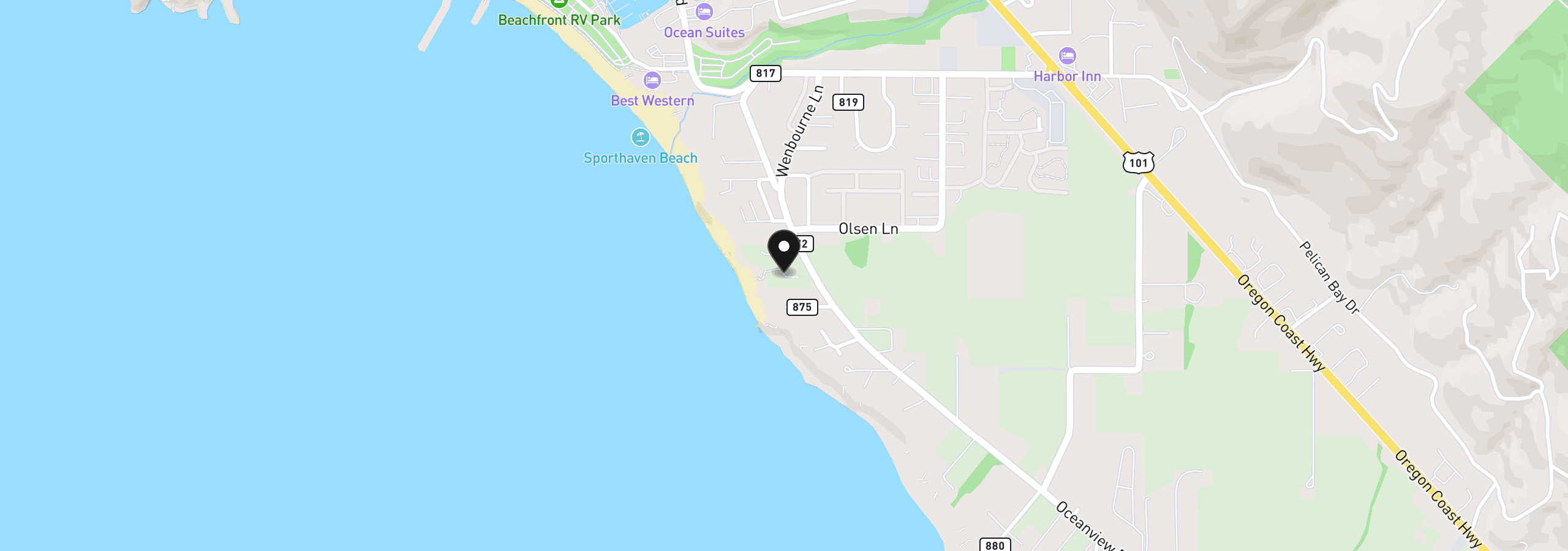 Map showing the location of Sea Breeze, Brookings, OR 97415
