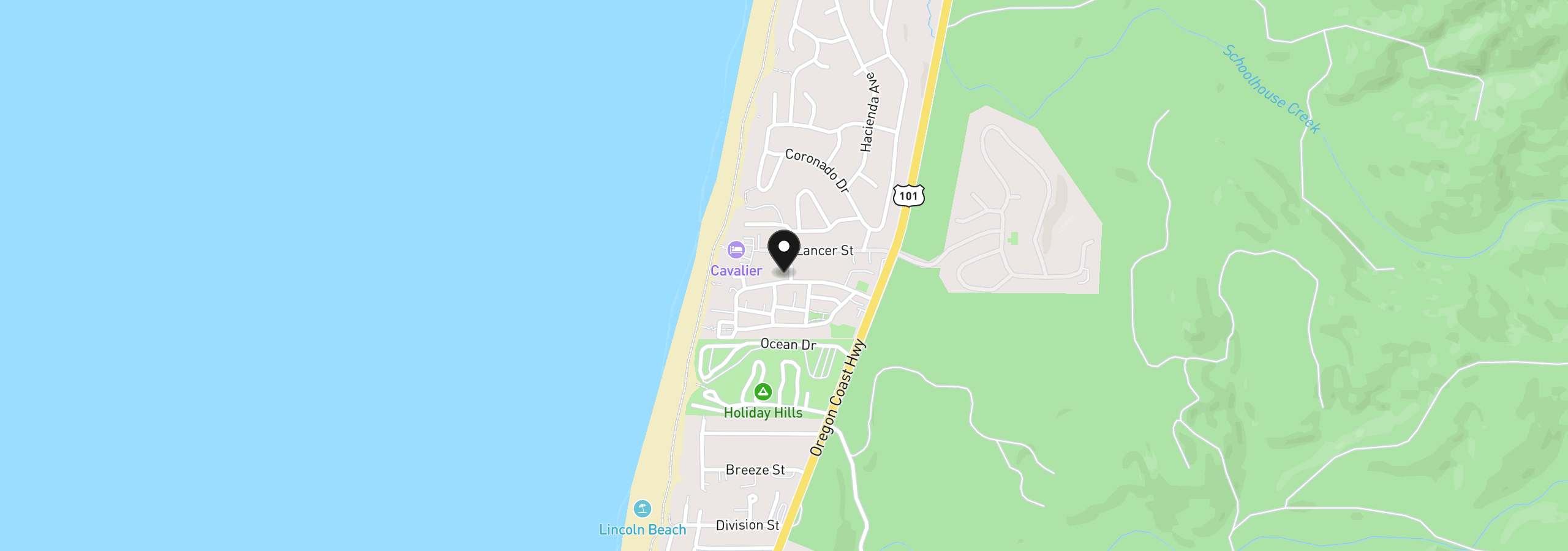 Map showing the location of 5115 Cavalier Ave, Depoe Bay, OR 97341