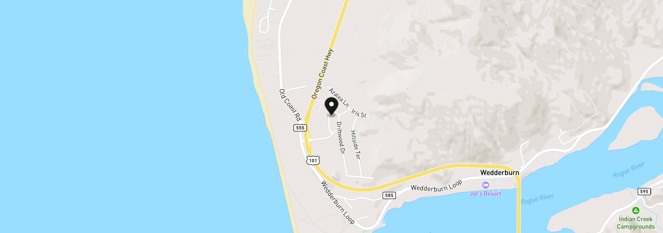 Map showing the location of 0000 Sawyer Way 12, Gold Beach, OR 97444
