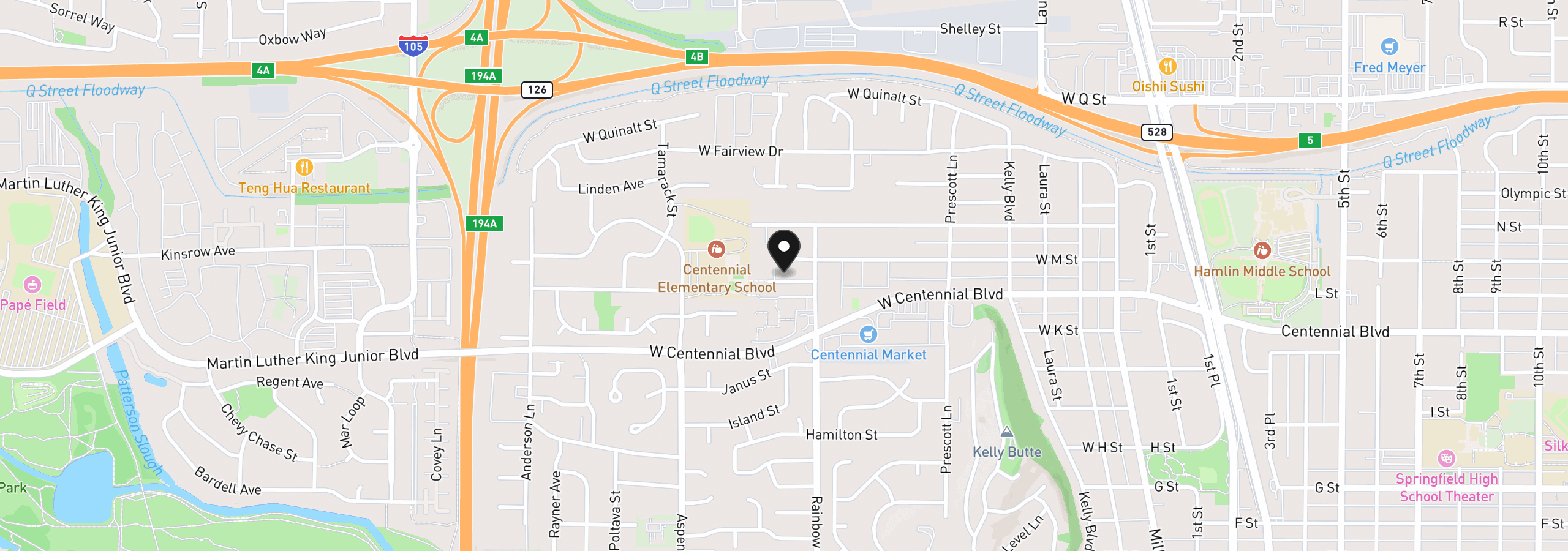 Map showing the location of 972 W L St, Springfield, OR 97477