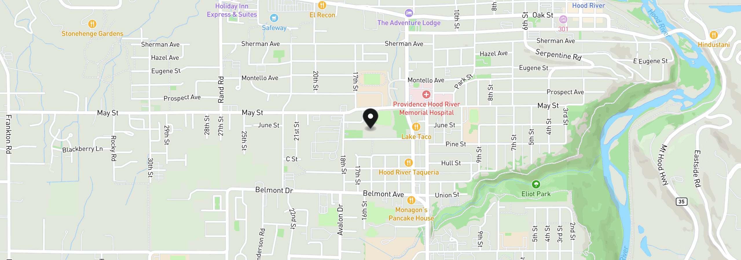 Map showing the location of 1606 Taylor Ave, Hood River, OR 97031