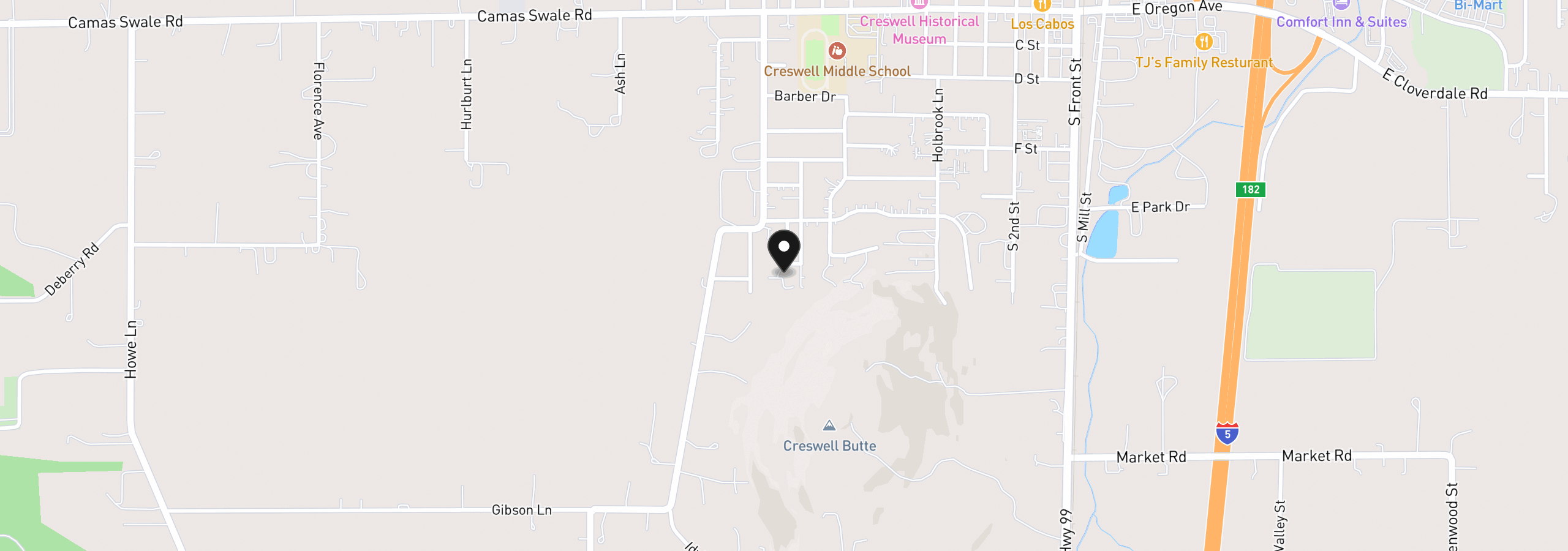 Map showing the location of 763 Boulder Loop, Creswell, OR 97426