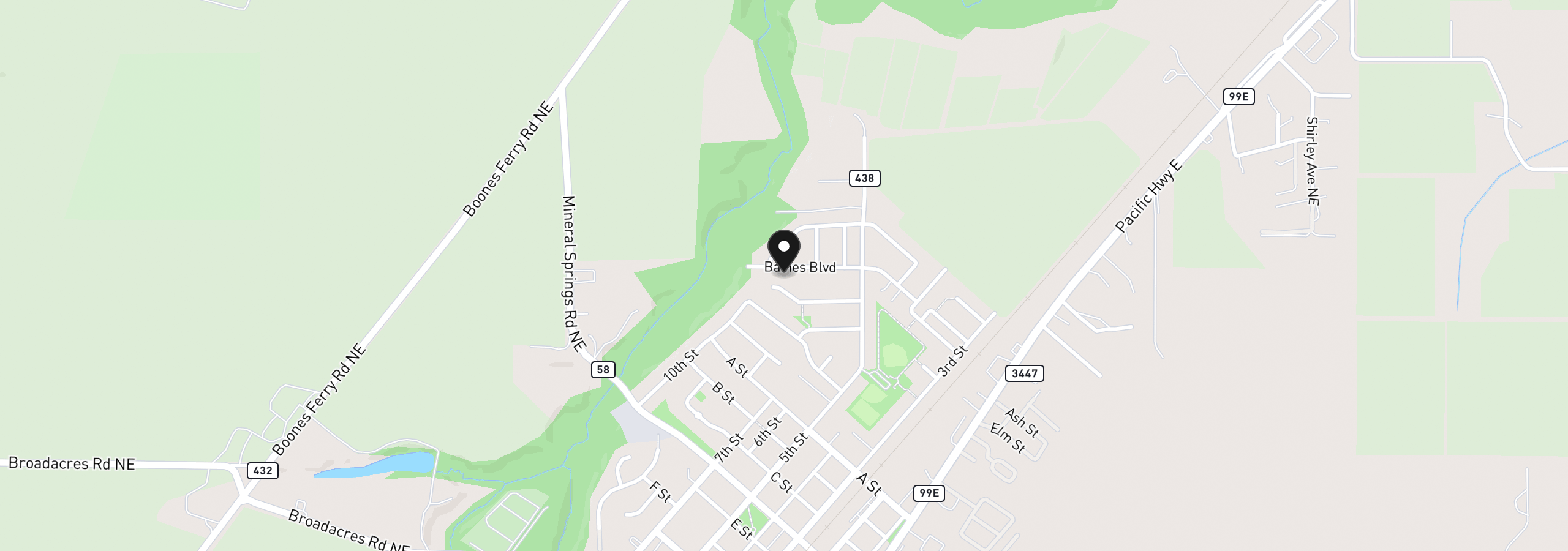 Map showing the location of 2174 Baines Blvd, Hubbard, OR 97032