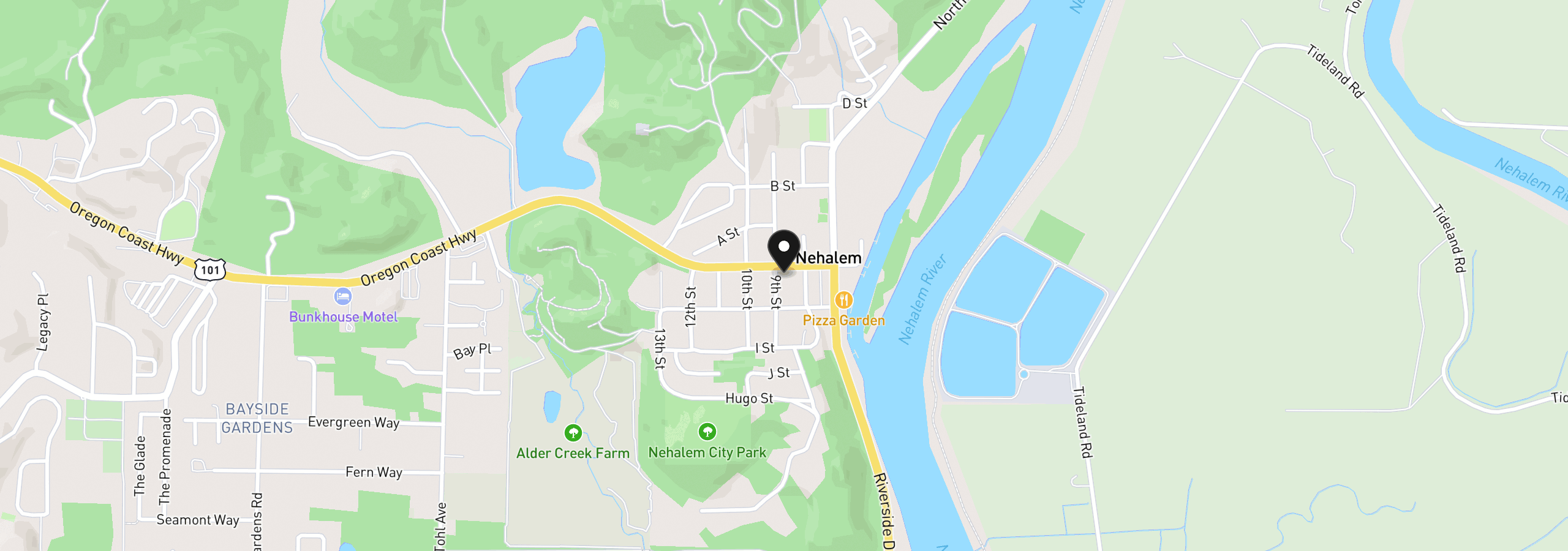 Map showing the location of 12905 Highway 101, Nehalem, OR 97131