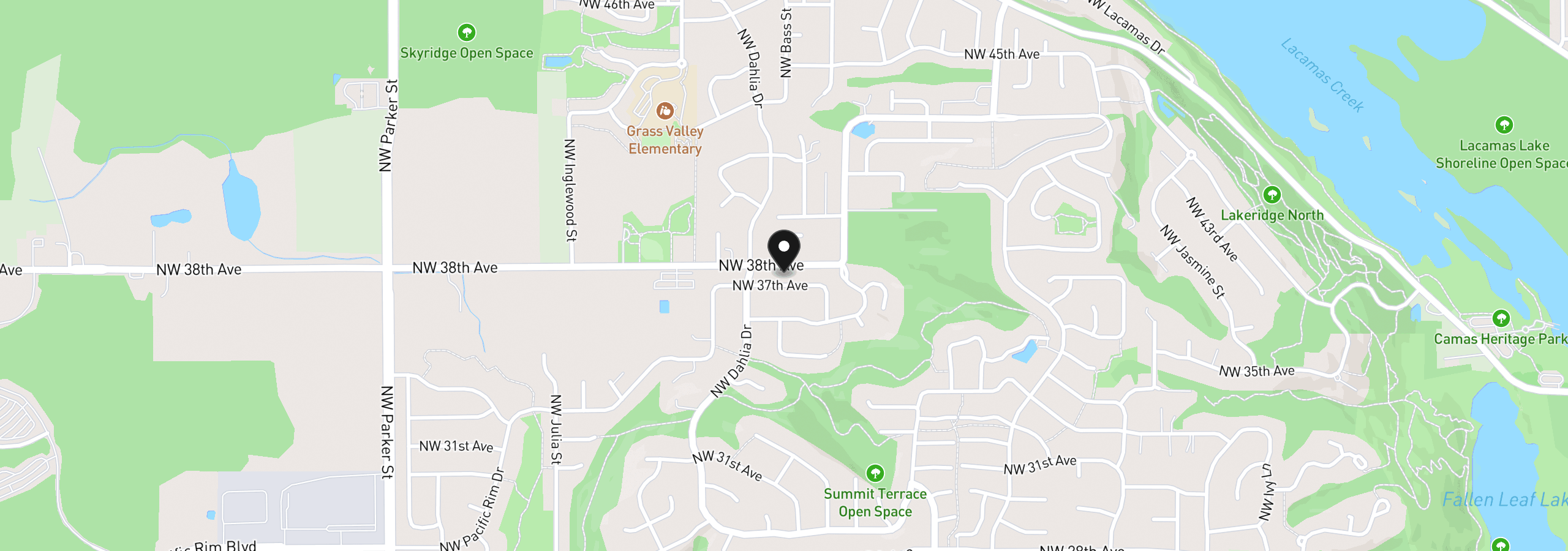 Map showing the location of 2640 NW 38th Ave, Camas, Wa 98607