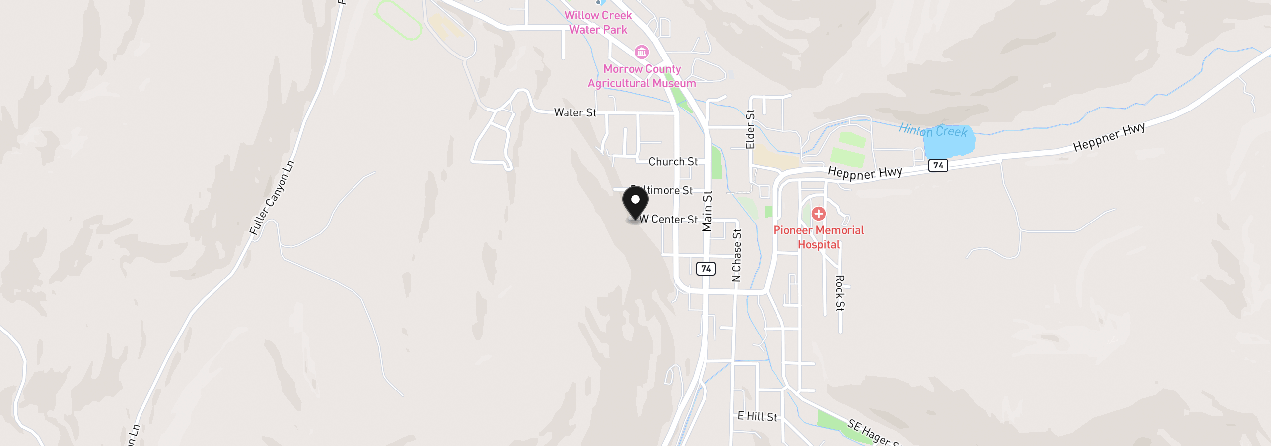 Map showing the location of 280 W Center St, Heppner, OR 97836