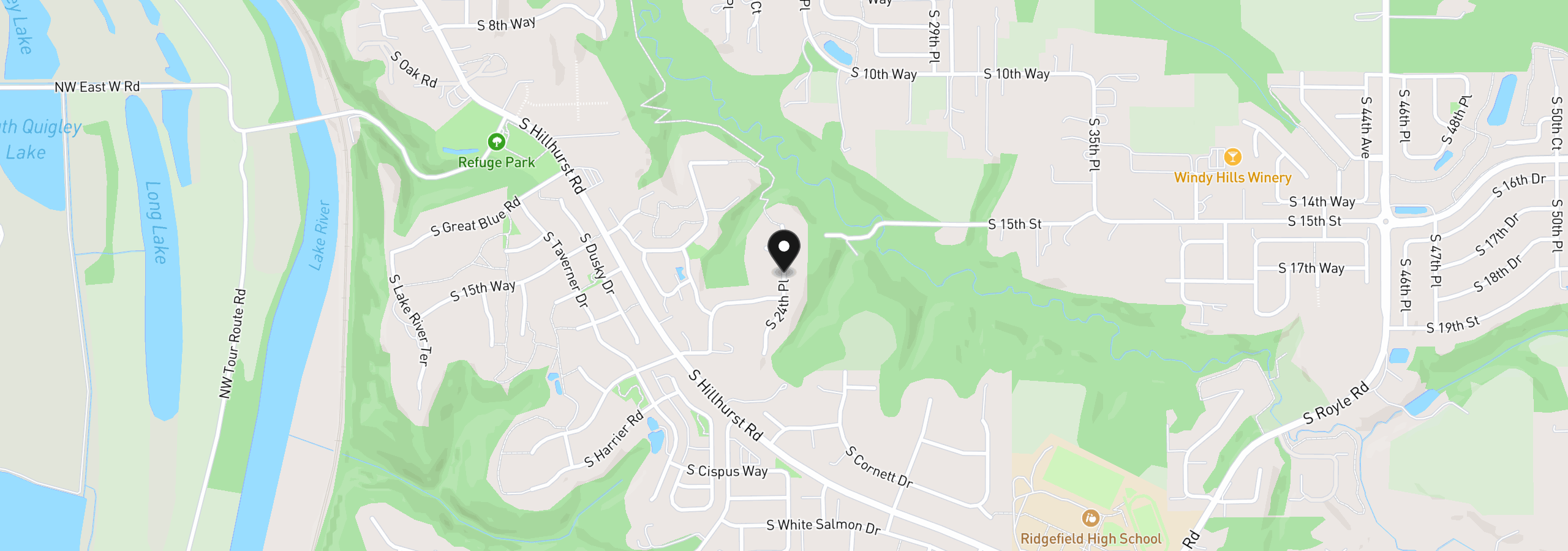 Map showing the location of 2304 S 2nd Way, Ridgefield, Wa 98642