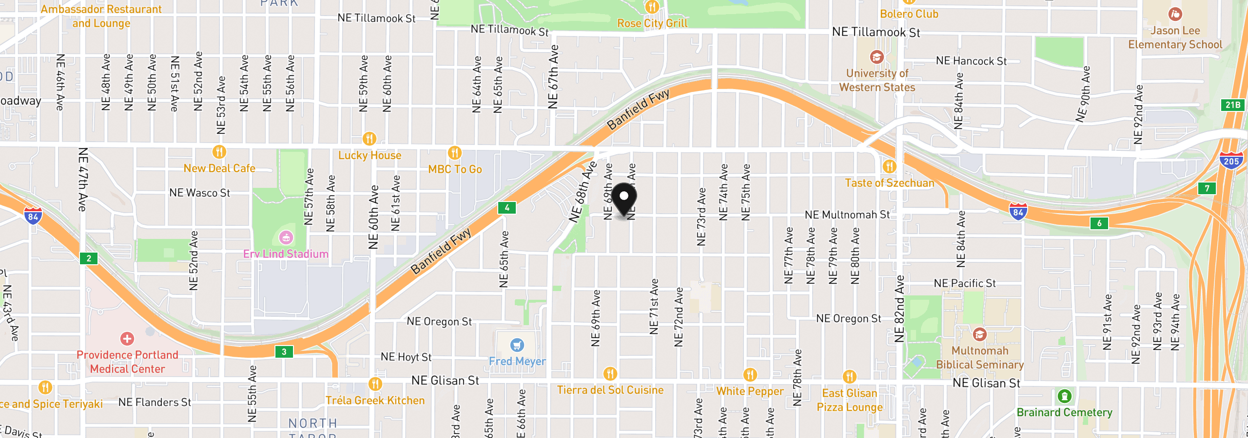 Map showing the location of 1173 NE 70th Ave, Portland, OR 97213