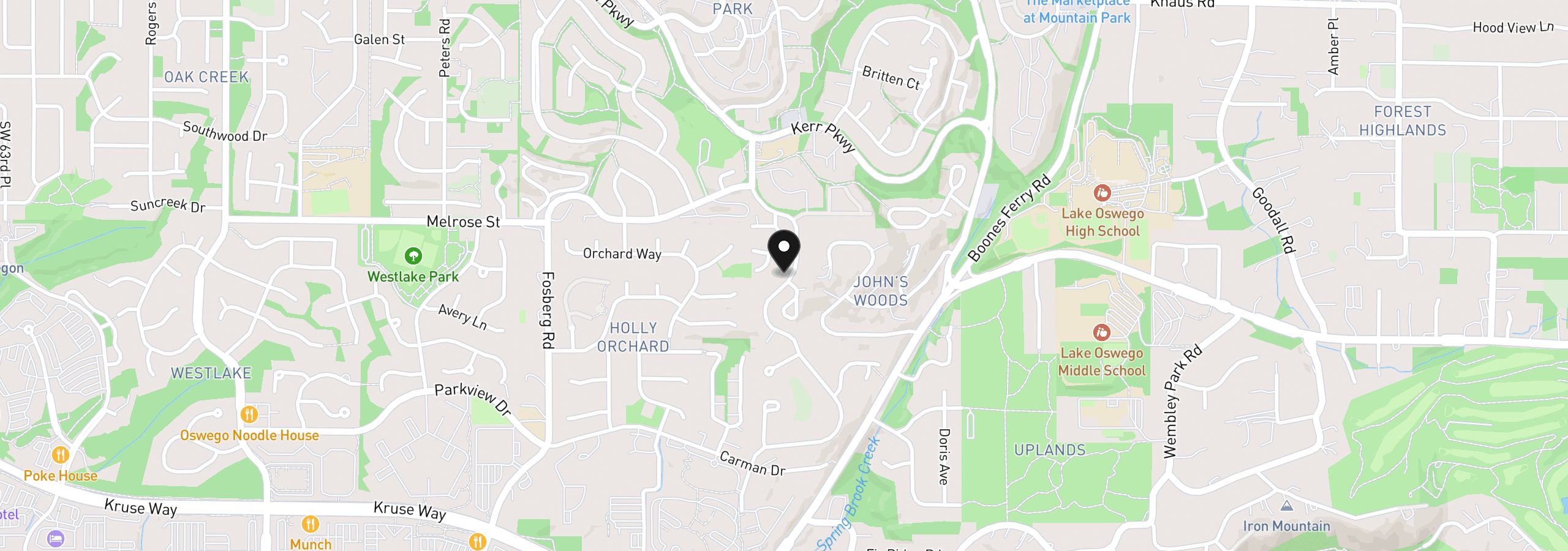 Map showing the location of 21 Touchstone, Lake Oswego, OR 97035