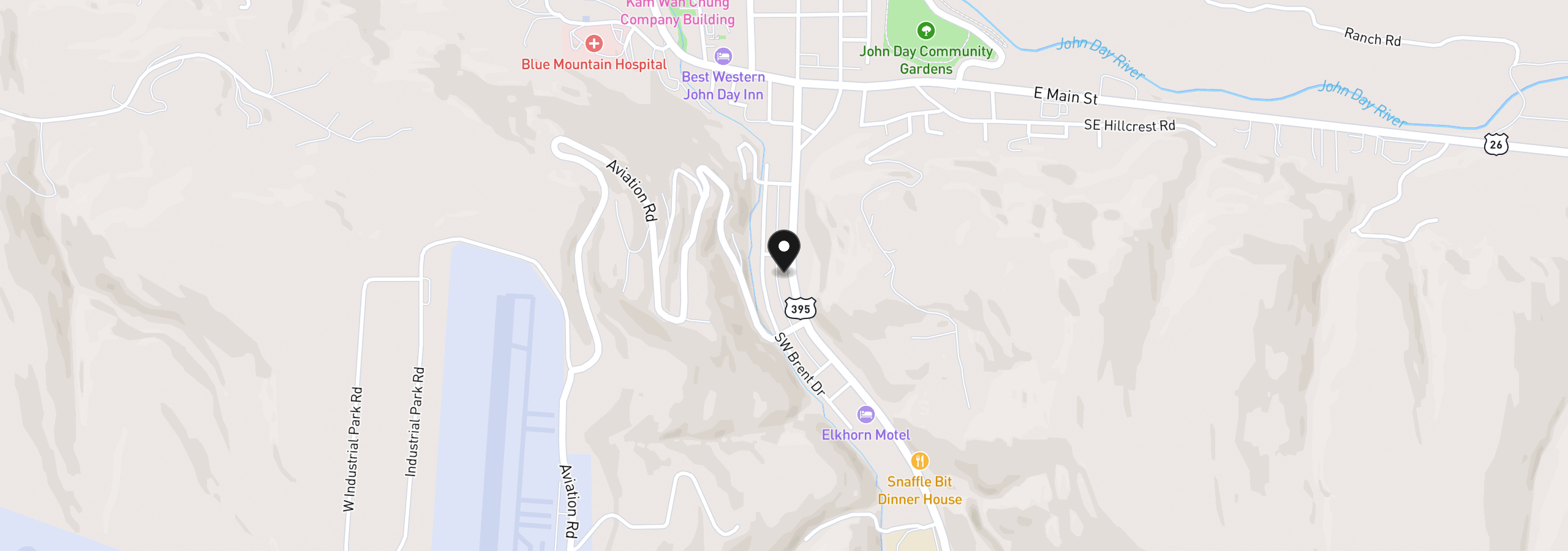 Map showing the location of 403 S Canyon Blvd, John Day, OR 97845