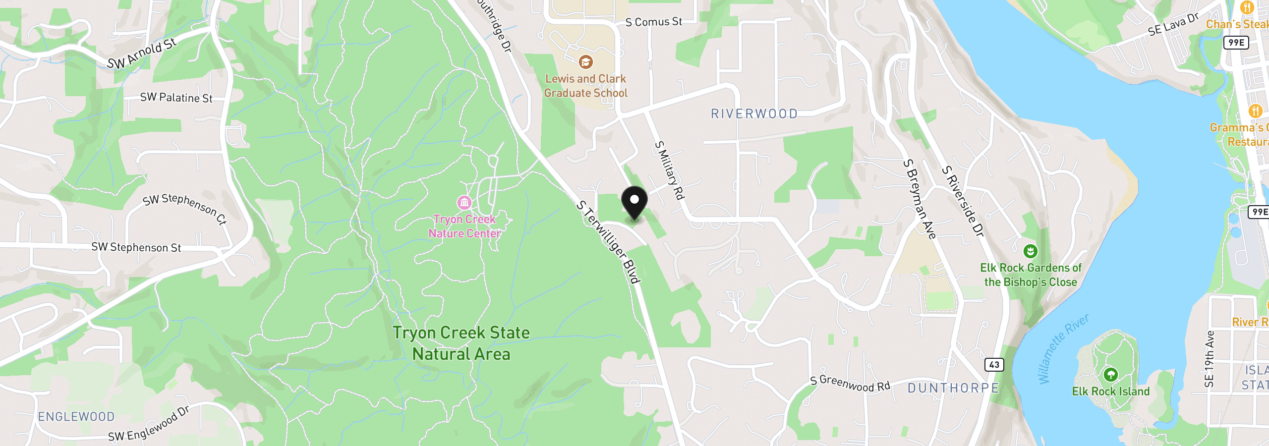 Map showing the location of S Powers-2 Ct, Portland, OR 97219
