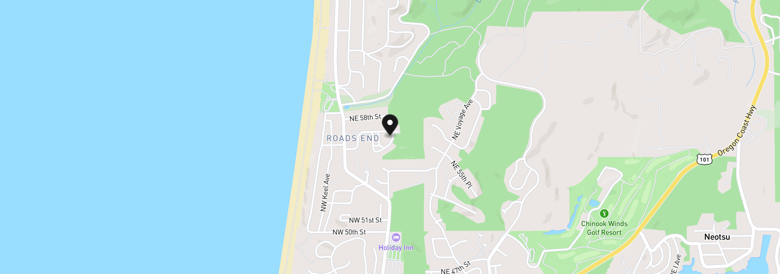 Map showing the location of 2065 NE Mulberry Loop, Lincoln City, OR 97367