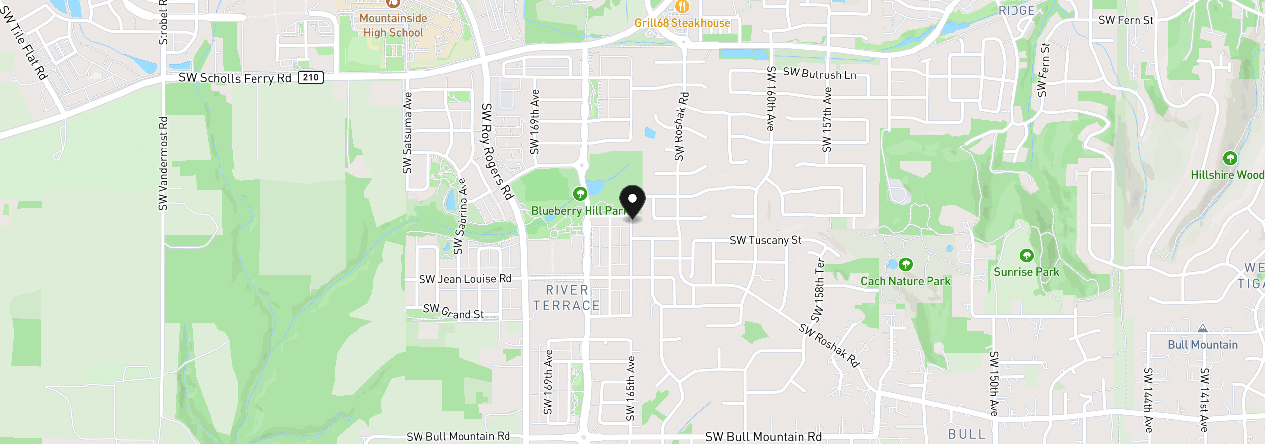 Map showing the location of 13602 SW 165th Ave, Tigard, OR 97223