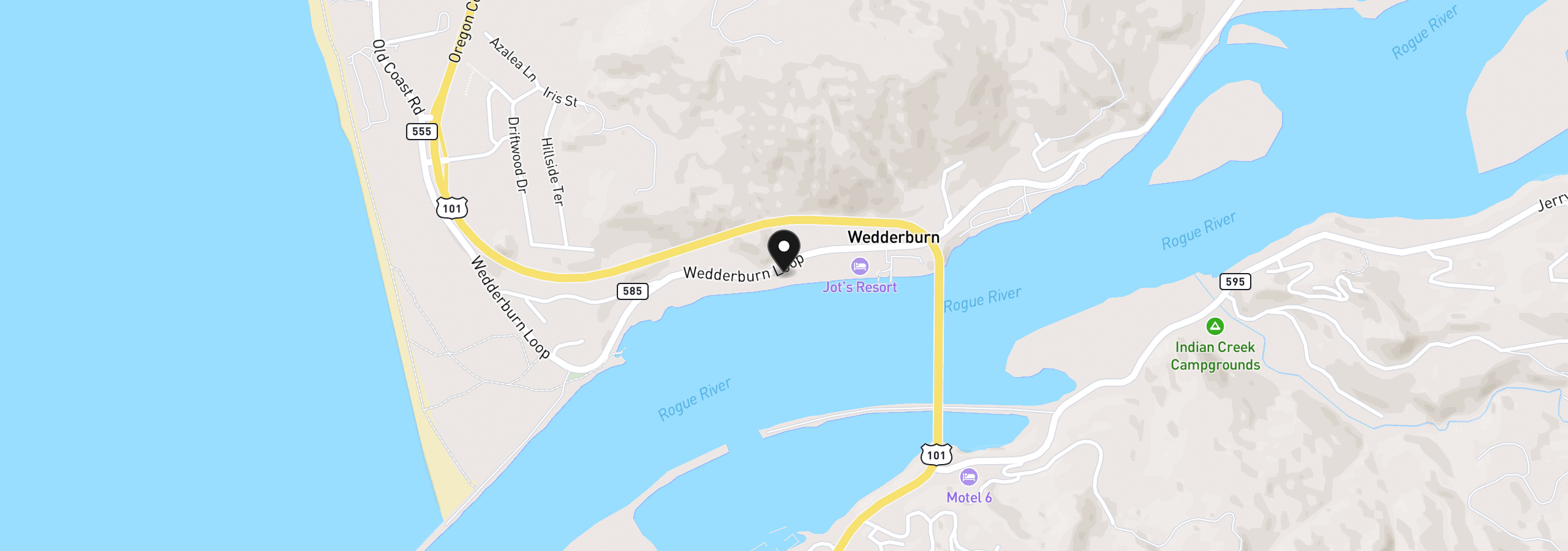 Map showing the location of 94304 Wedderburn Loop 449, Gold Beach, OR 97444