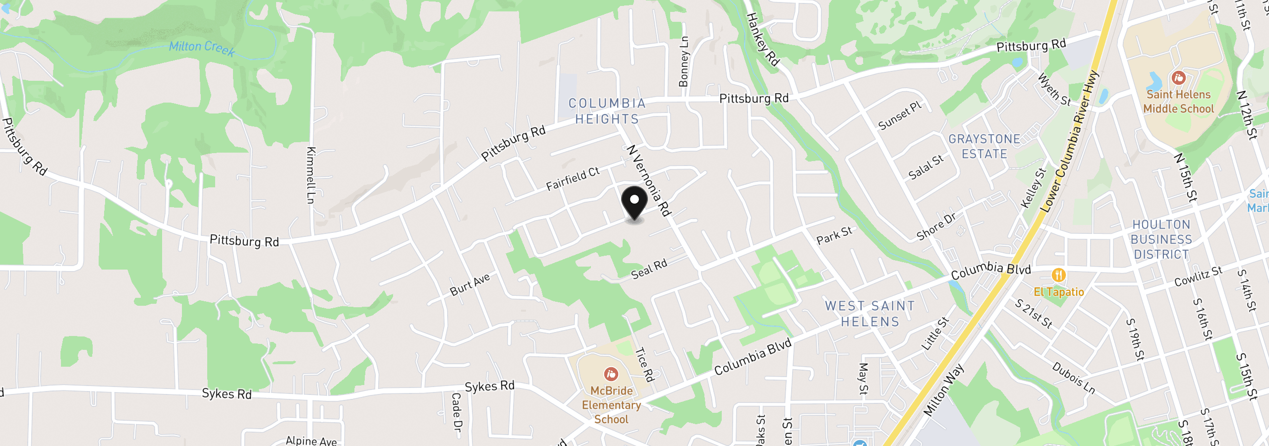 Map showing the location of 35457 Oakwood Dr, St. Helens, OR 97051