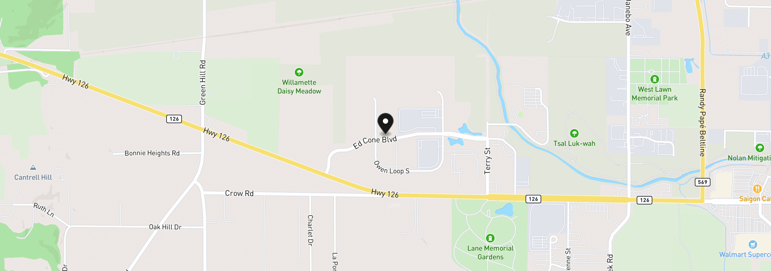 Map showing the location of Ed Cone Blvd, Eugene, OR 97402