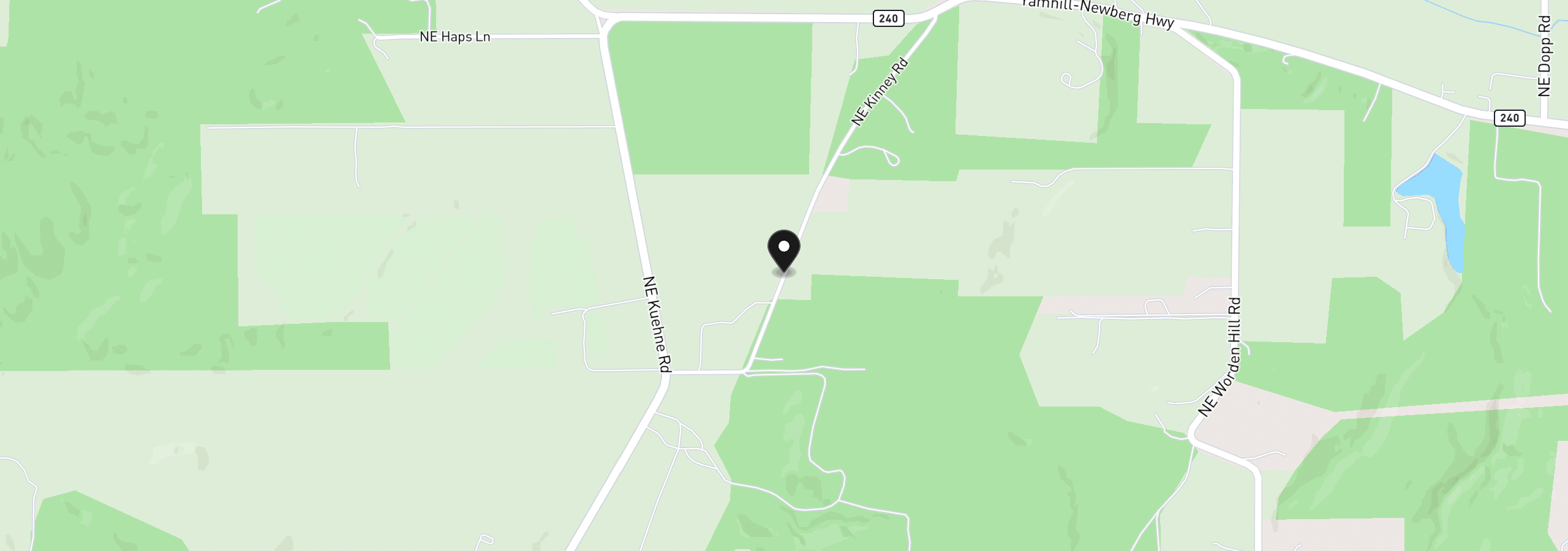 Map showing the location of 13631 NE Kinney Rd, Newberg, OR 97132
