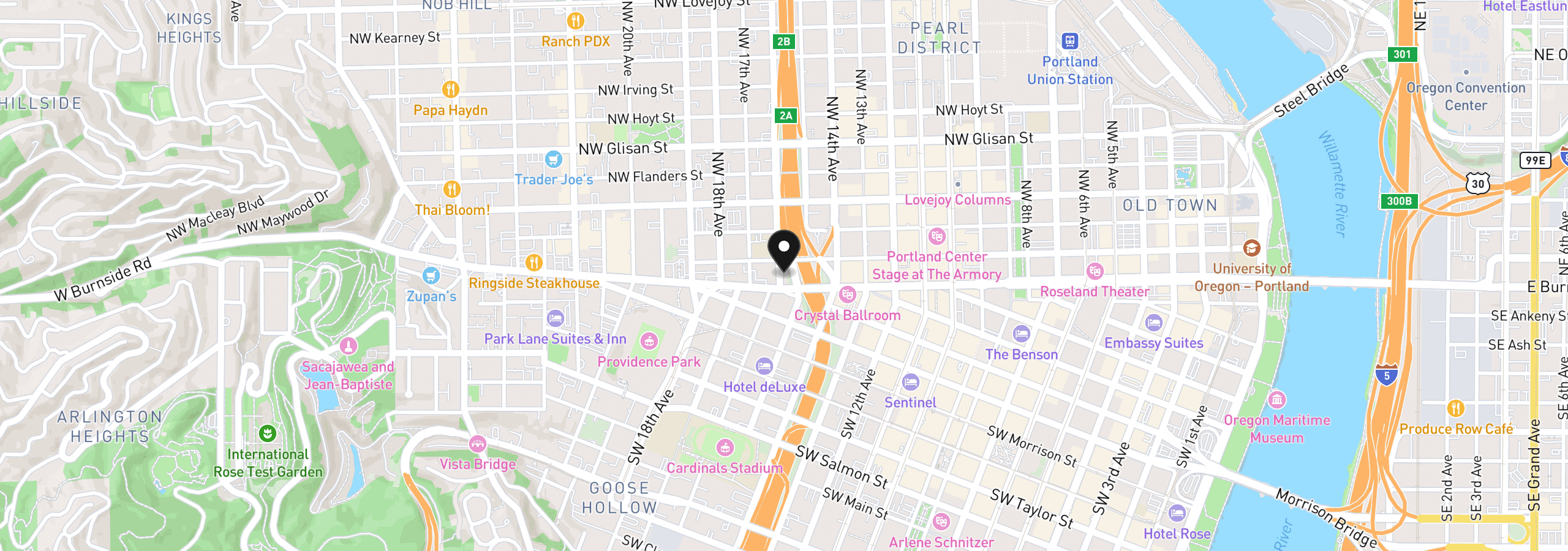 Map showing the location of 20 NW 16th Ave, Portland, OR 97209