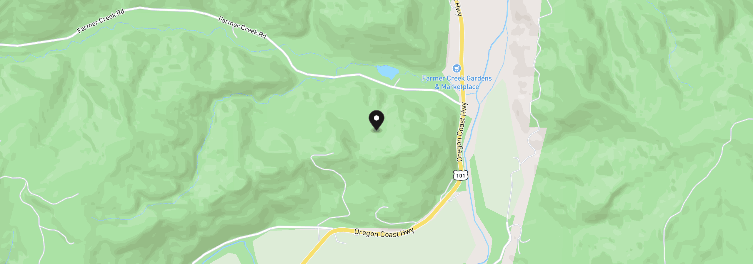 Map showing the location of Farmer Creek Rd 1000, Cloverdale, OR 97112