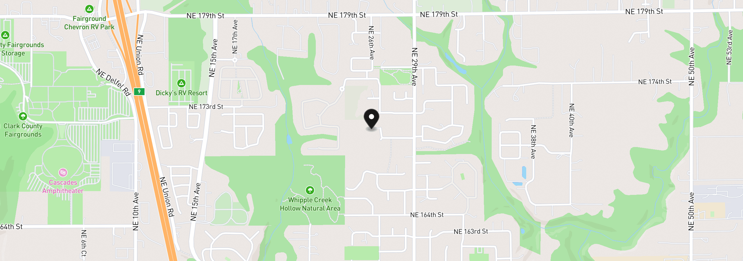 Map showing the location of 17012 NE 27th Ct, Ridgefield, Wa 98642
