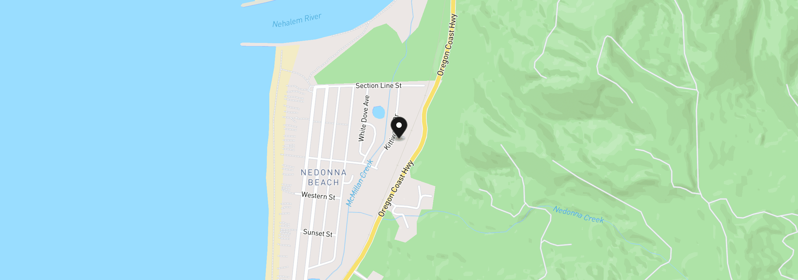 Map showing the location of 8550 Duke St, Rockaway Beach, OR 97136