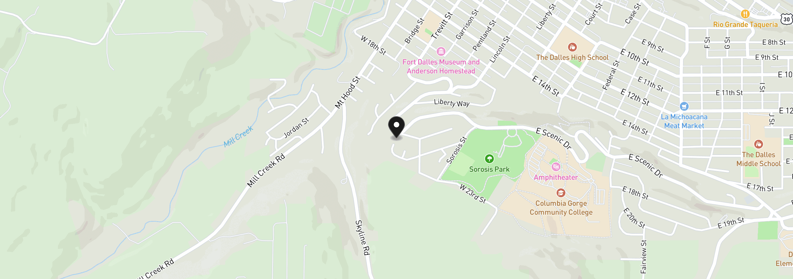 Map showing the location of 439 W 21st St, The Dalles, OR 97058