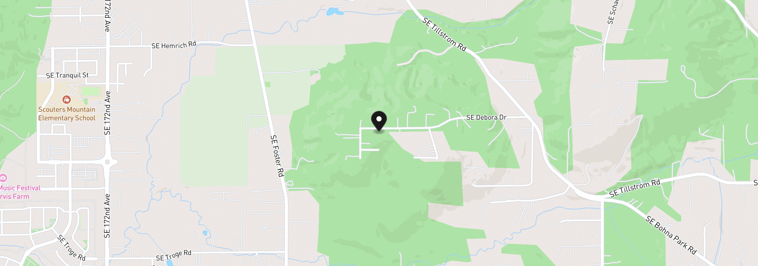 Map showing the location of 19100 SE Debora Dr, Damascus, OR 97089