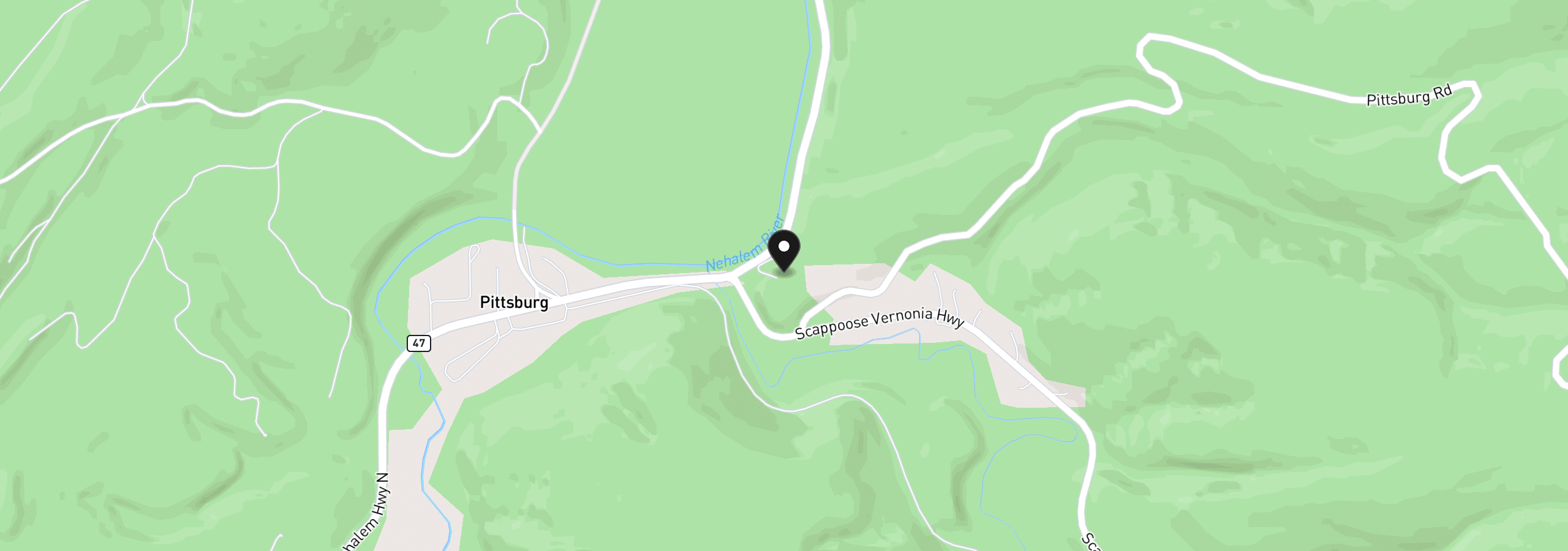 Map showing the location of Highway 47, Vernonia, OR 97064