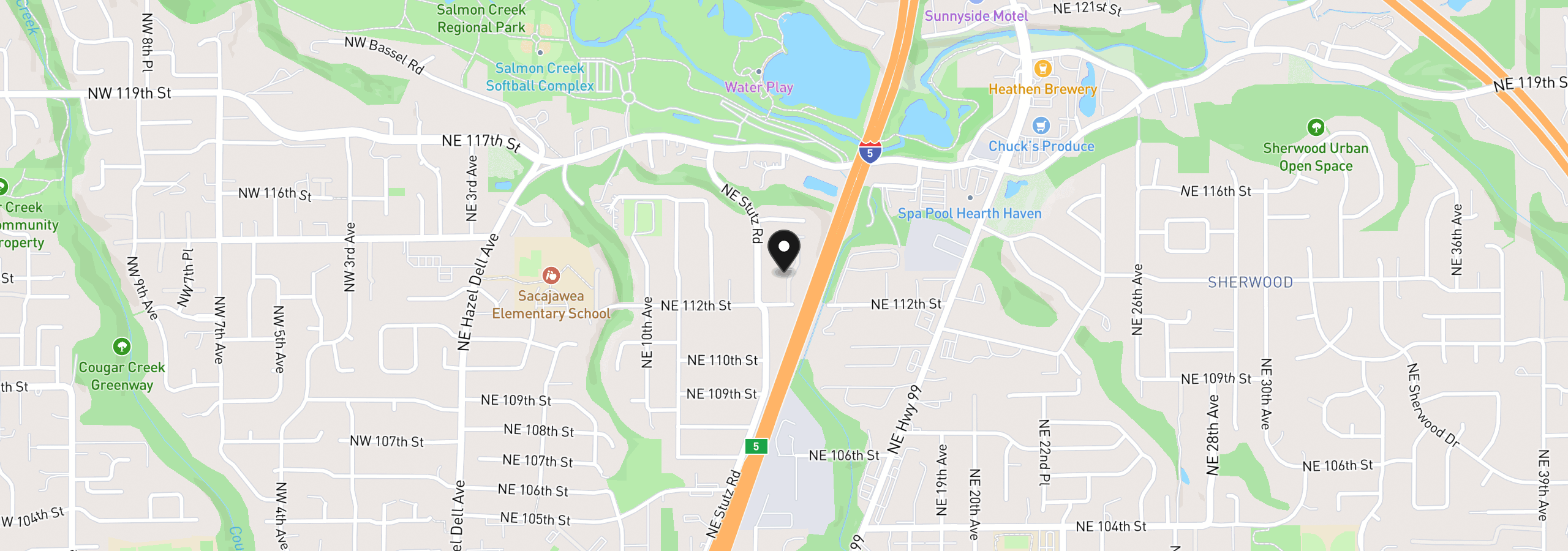 Map showing the location of 11222 NE 14th Ct, Vancouver, Wa 98685