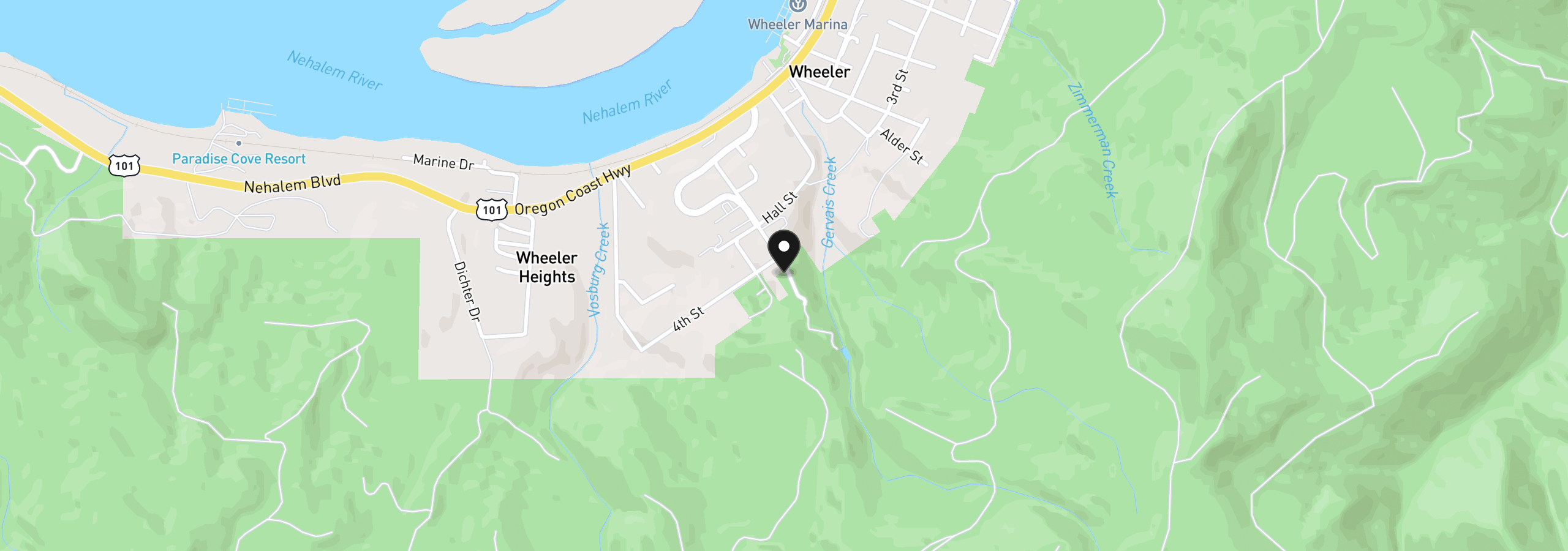 Map showing the location of 00 Rowe St, Wheeler, OR 97147