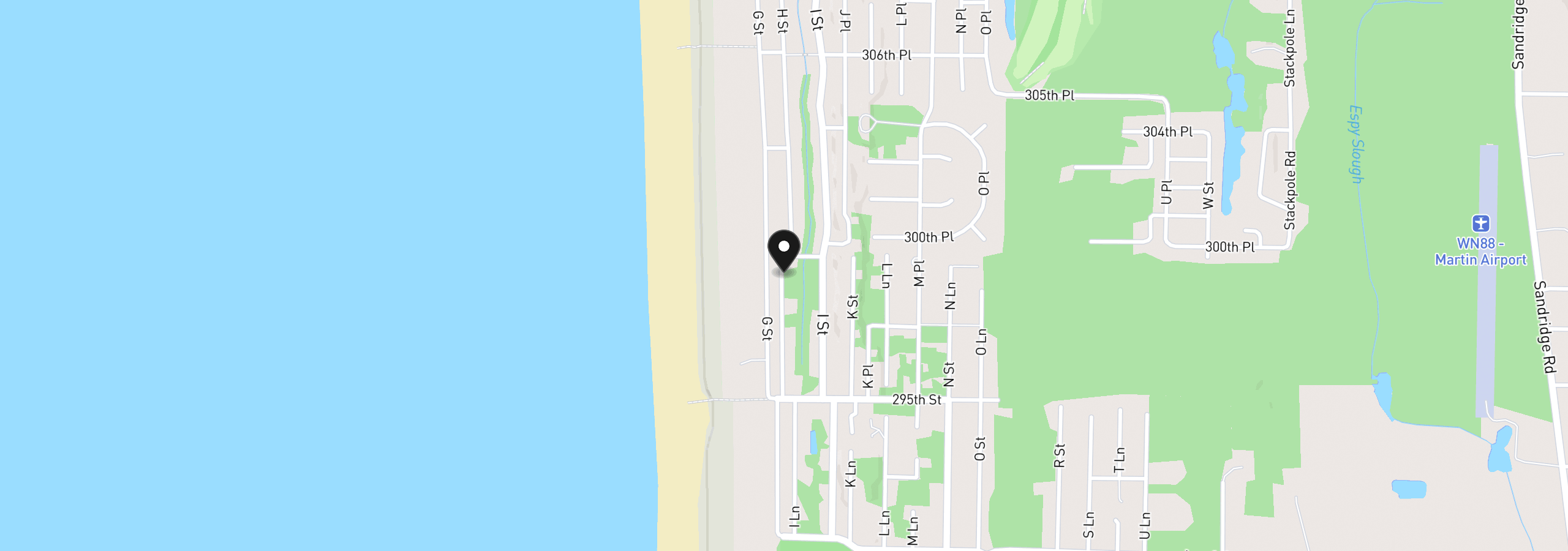Map showing the location of 29908 H St, Ocean Park, Wa 98640