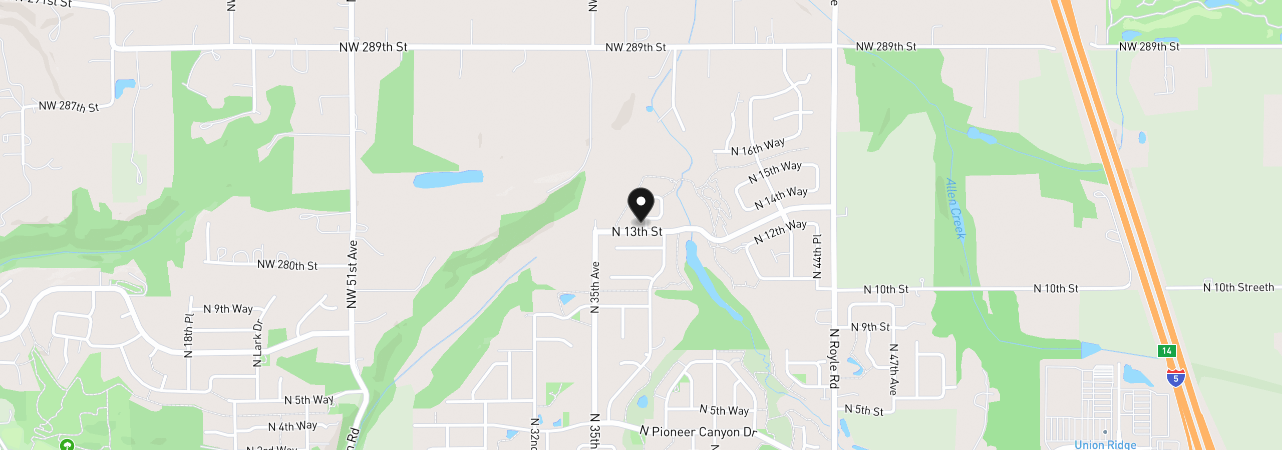 Map showing the location of 1386 N Kalani Loop Lot 58, Ridgefield, Wa 98642