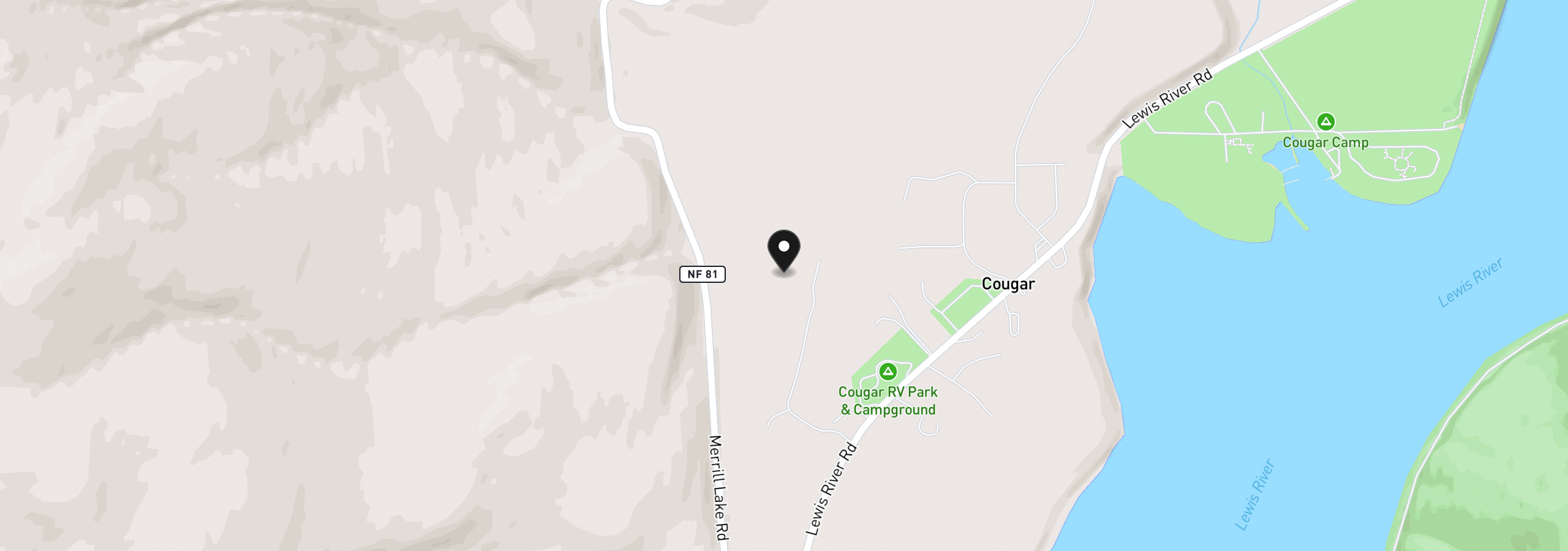 Map showing the location of 0 Dog Creek Rd, Cougar, Wa 98616