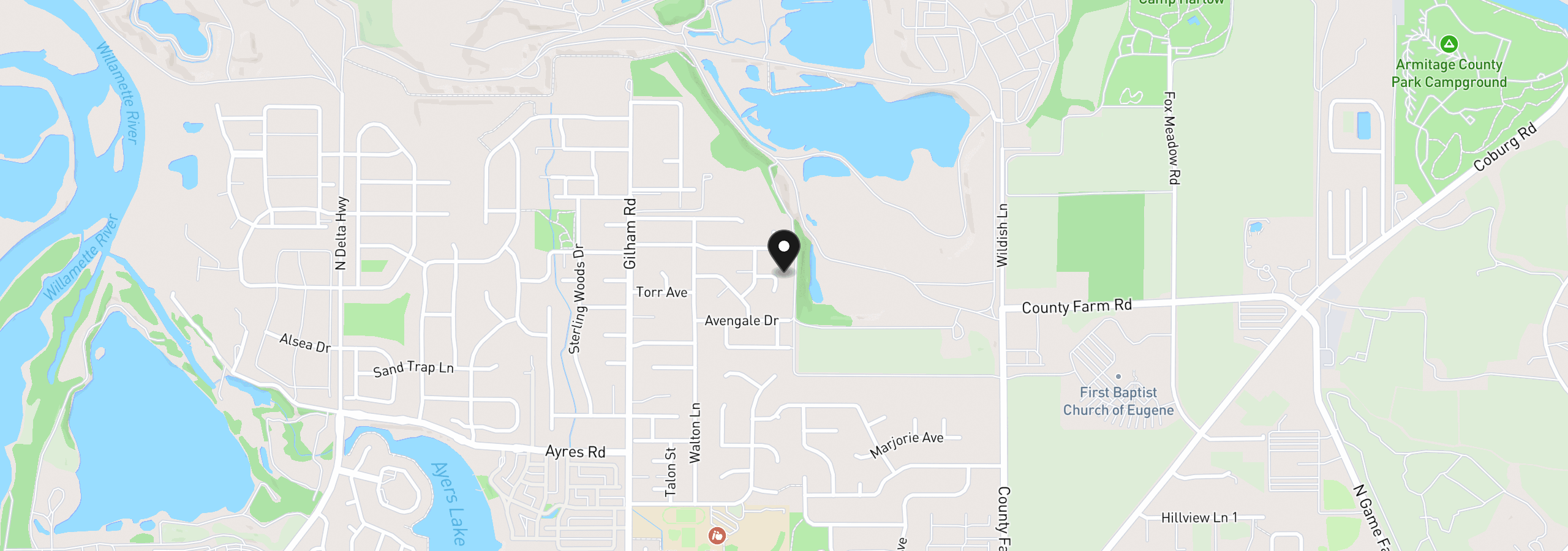 Map showing the location of 3735 Norwich Ave, Eugene, OR 97408