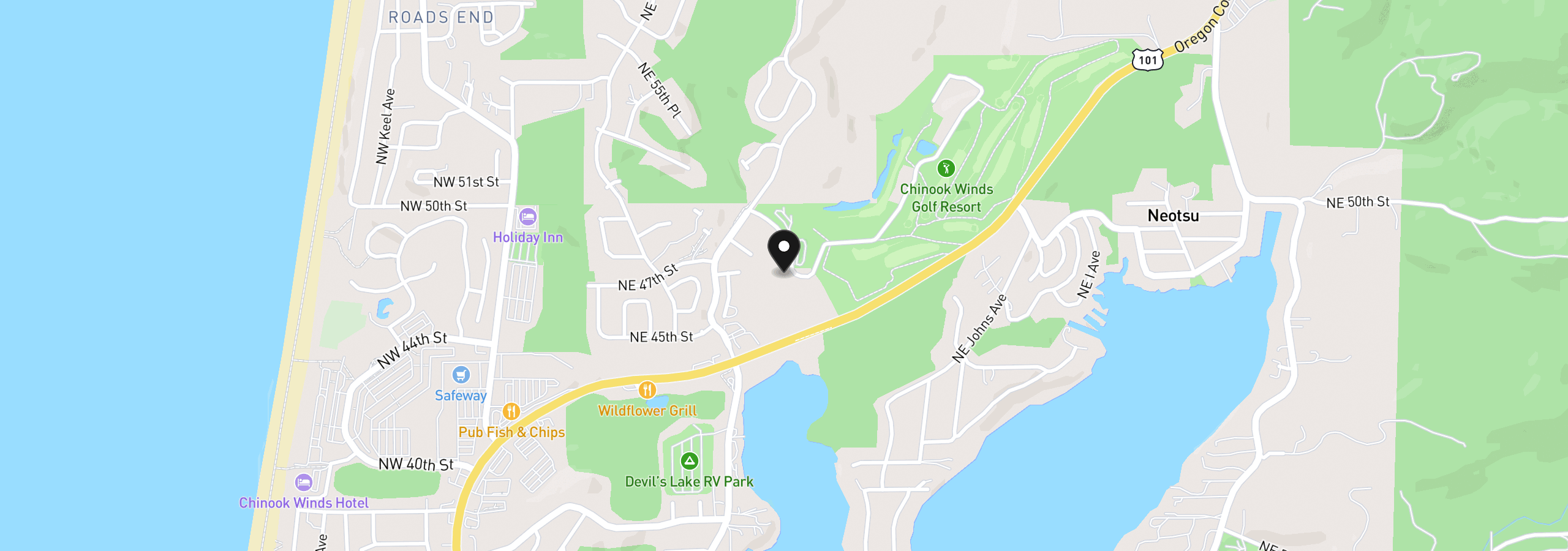 Map showing the location of 3252 NE 50th St, Lincoln City, OR 97367