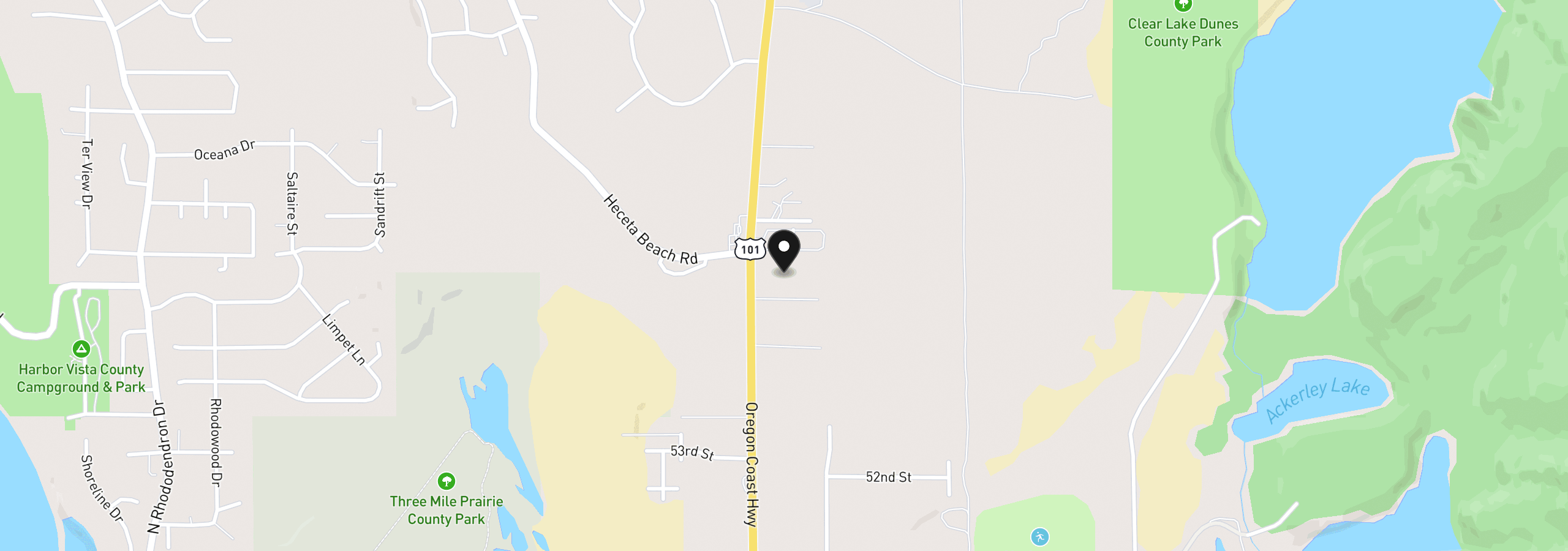 Map showing the location of Highway 101, Florence, OR 97439