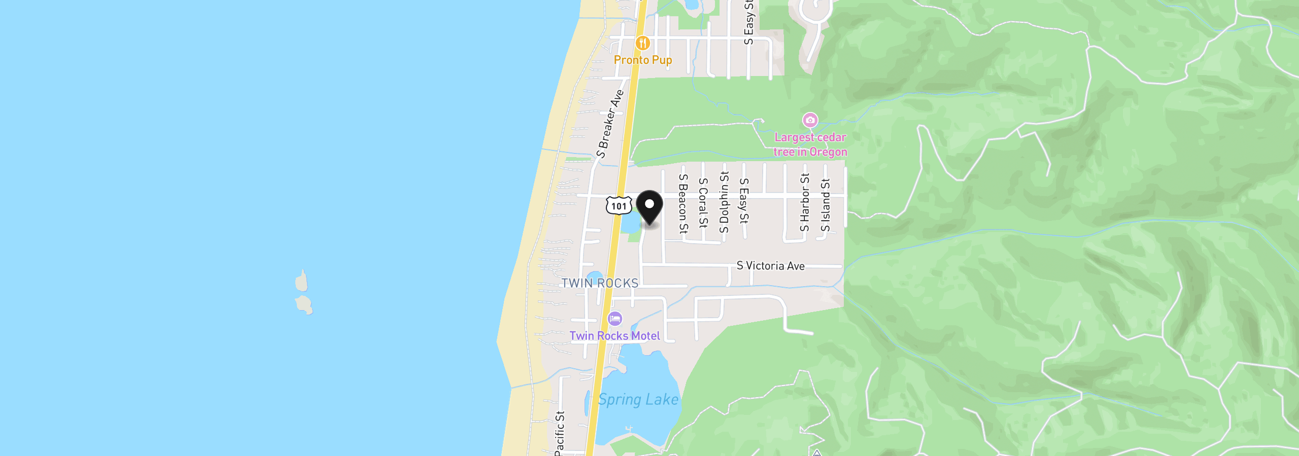 Map showing the location of 1064 S Front St, Rockaway Beach, OR 97136