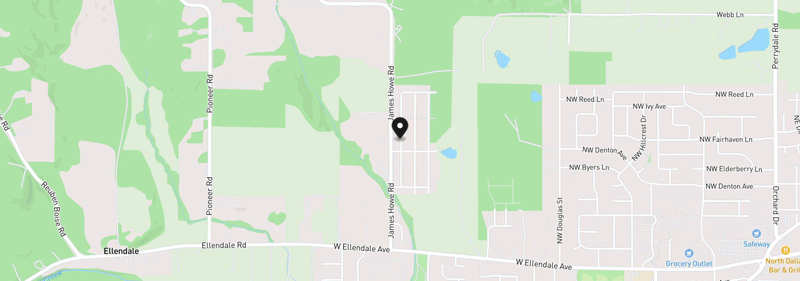 Map showing the location of 565 NW Crater Lake Dr, Dallas, OR 97338