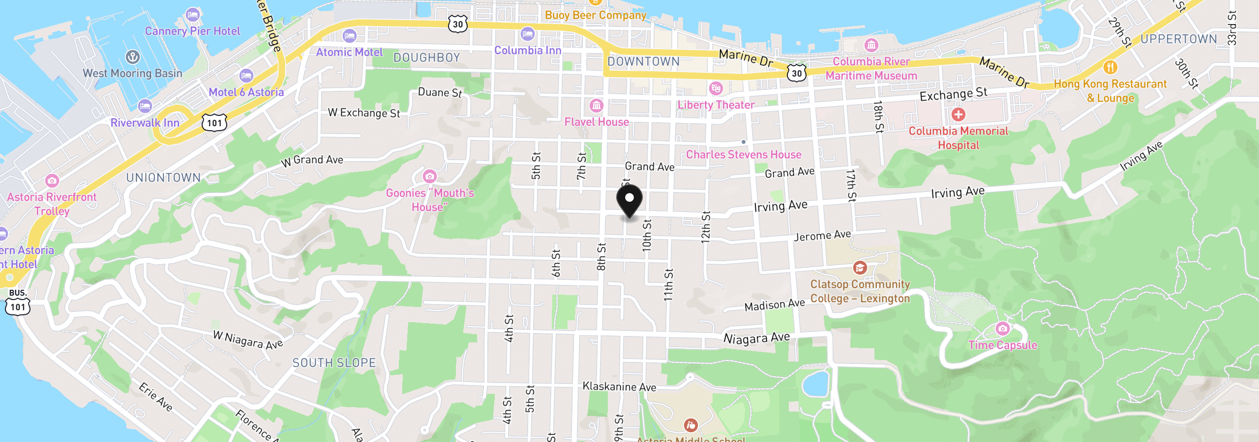 Map showing the location of 0 Irving Ave 2500, Astoria, OR 97103