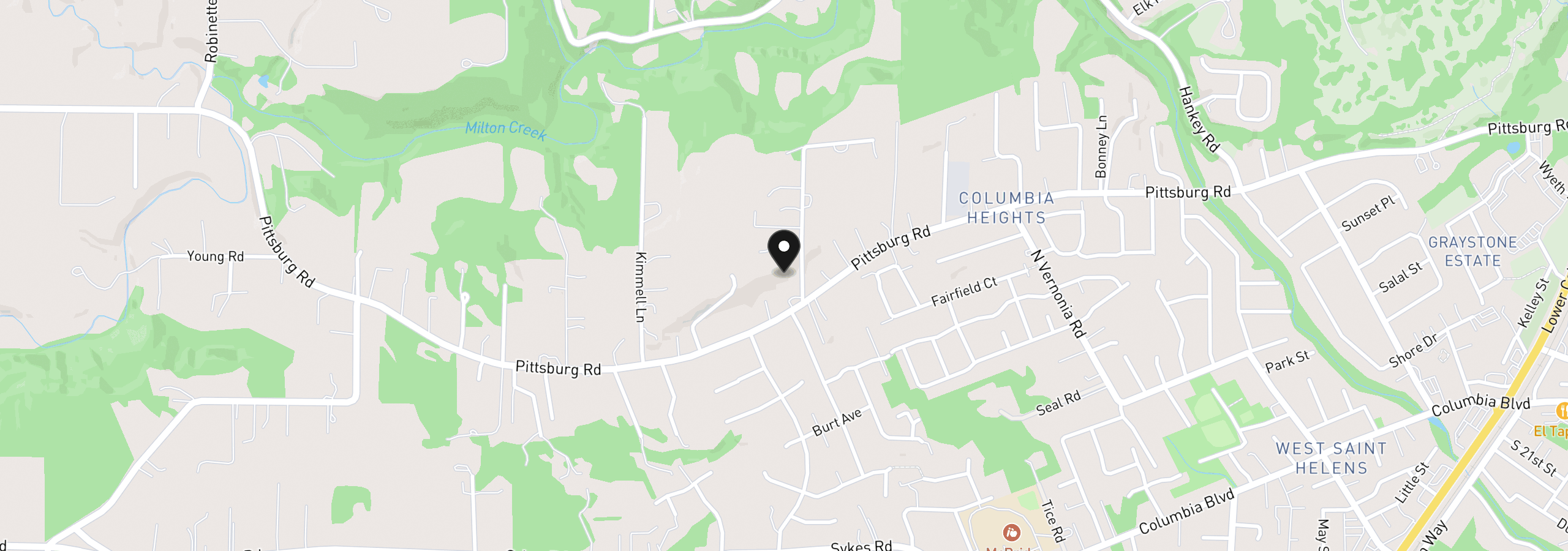 Map showing the location of 0 Oliver Heights Ln, St. Helens, OR 97051